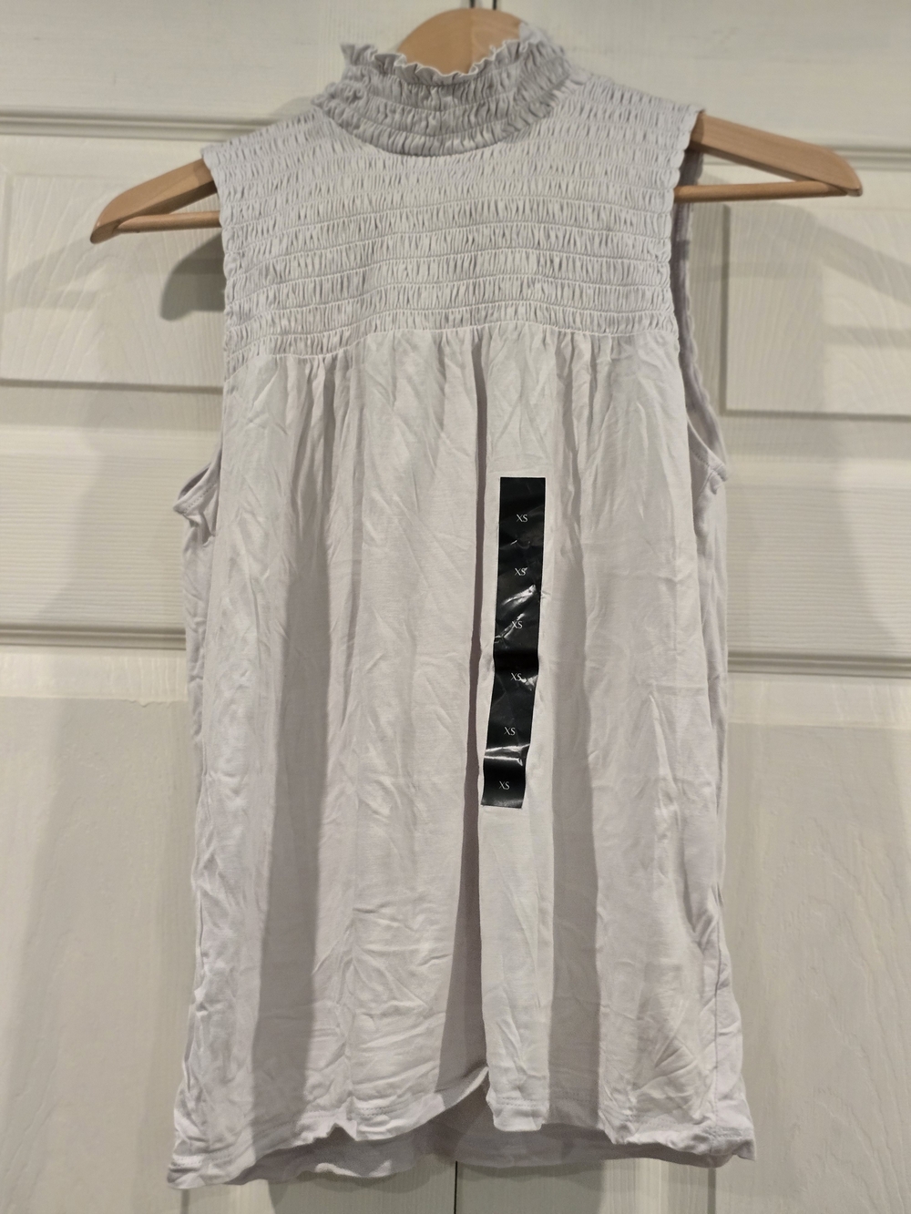 Banana Republic Off-White Smocked High-Neck Sleeveless Camisole